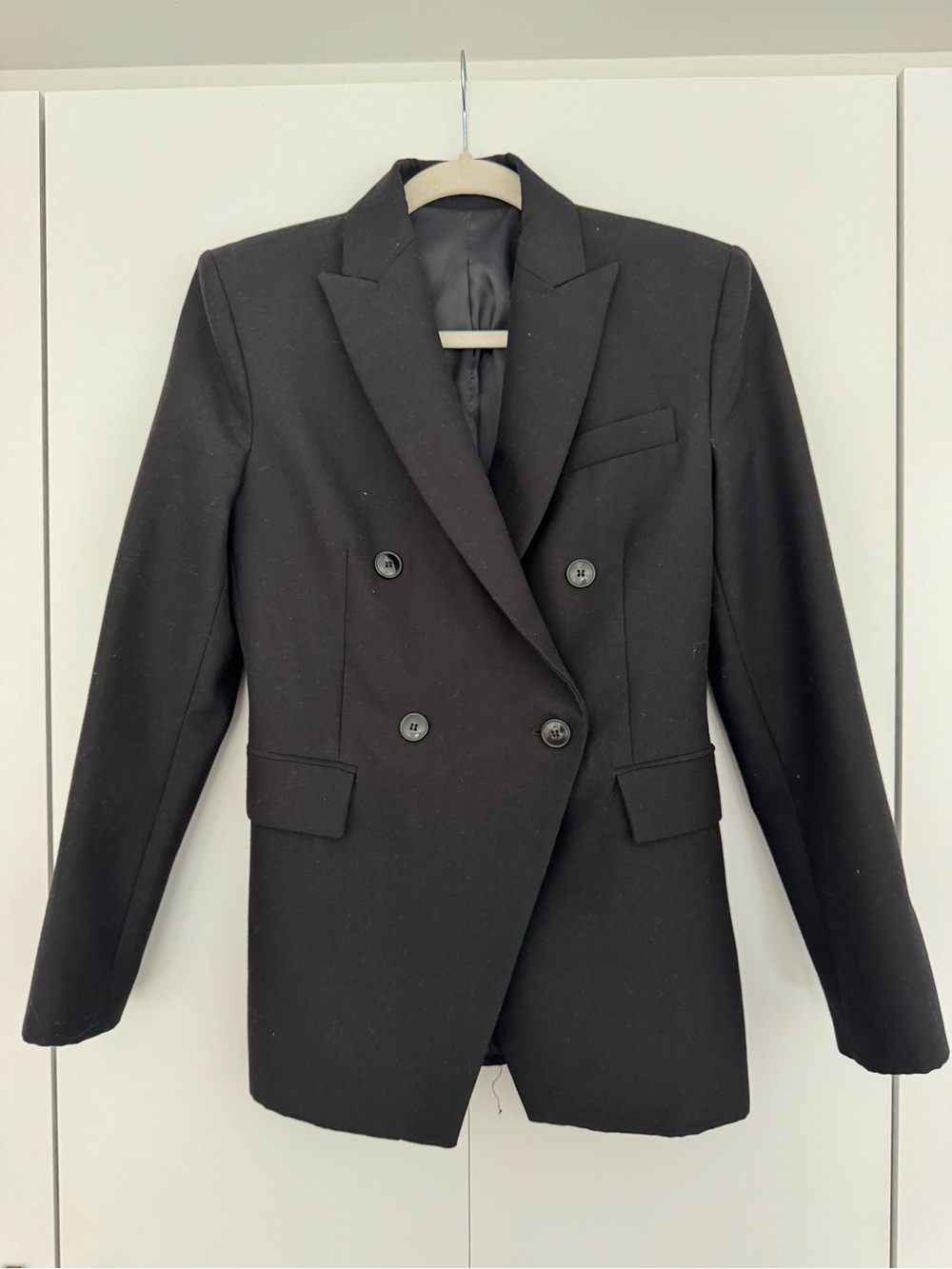 Mango Exclusive Double-Breasted Tailored Black Blazer